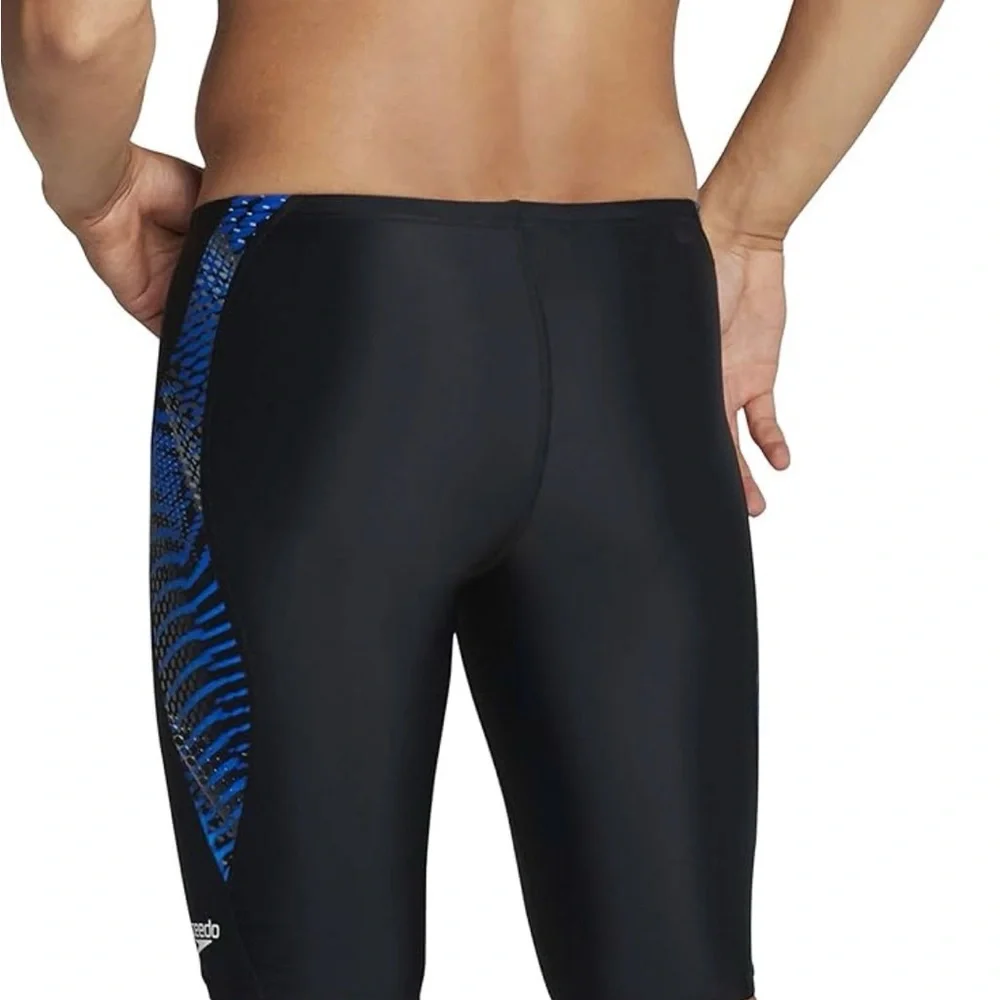 Speedo Men's Black and Patterned Swim Trunks - Picture 2 of 2